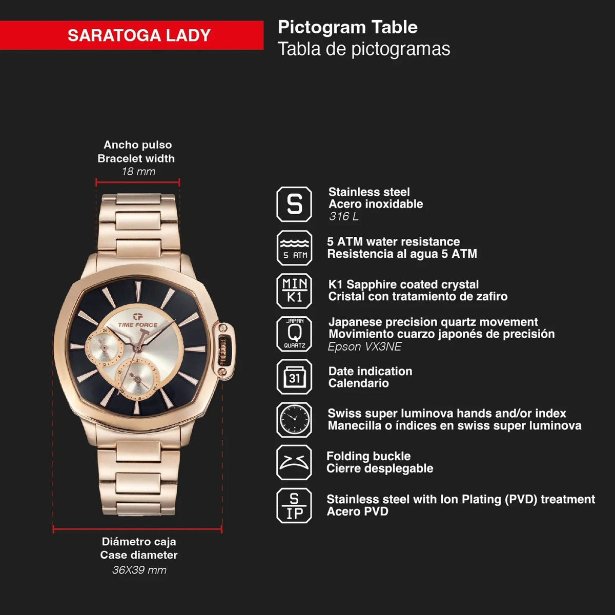 Reloj Time Force TF5029LR-01M