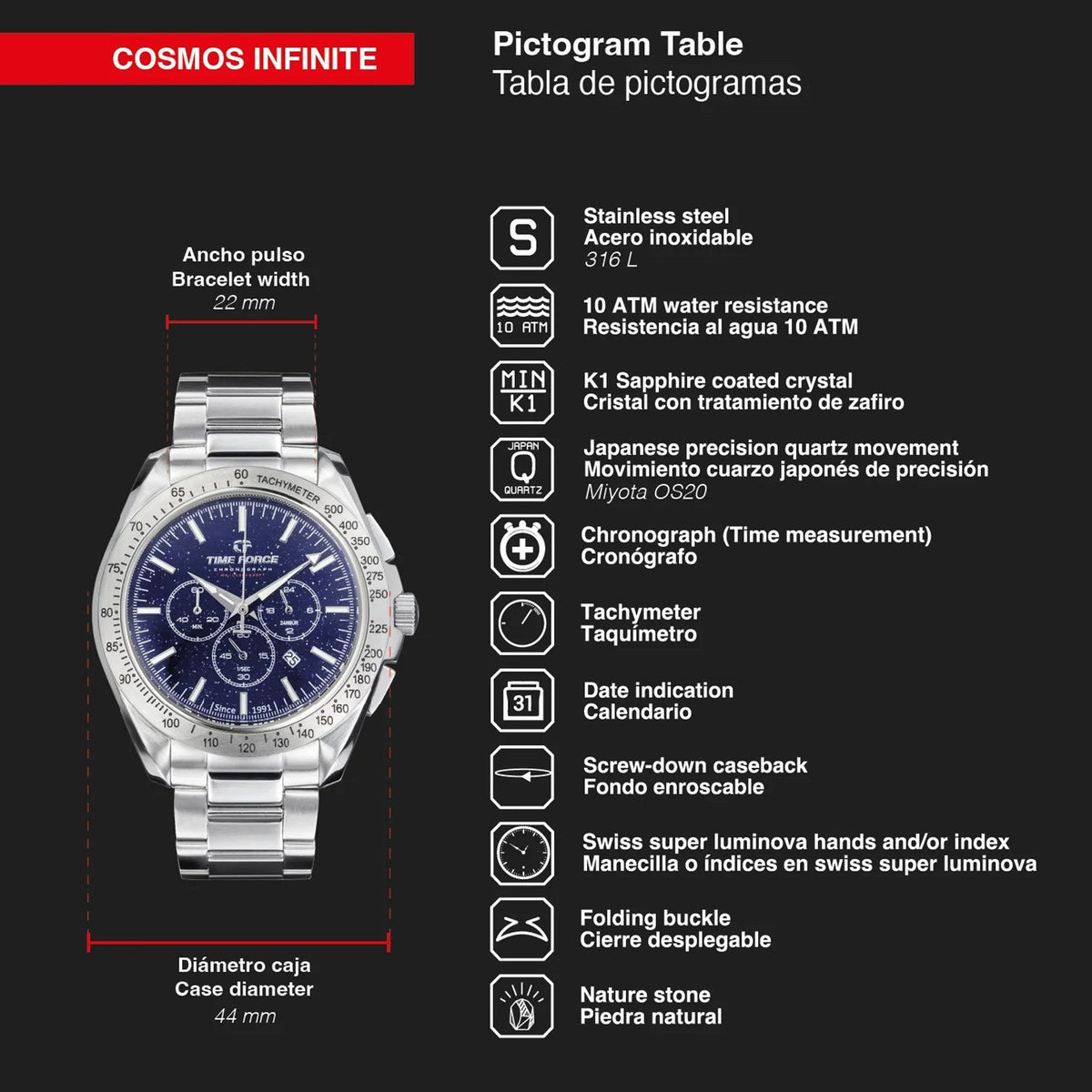 Reloj Time Force TF5049M-03M